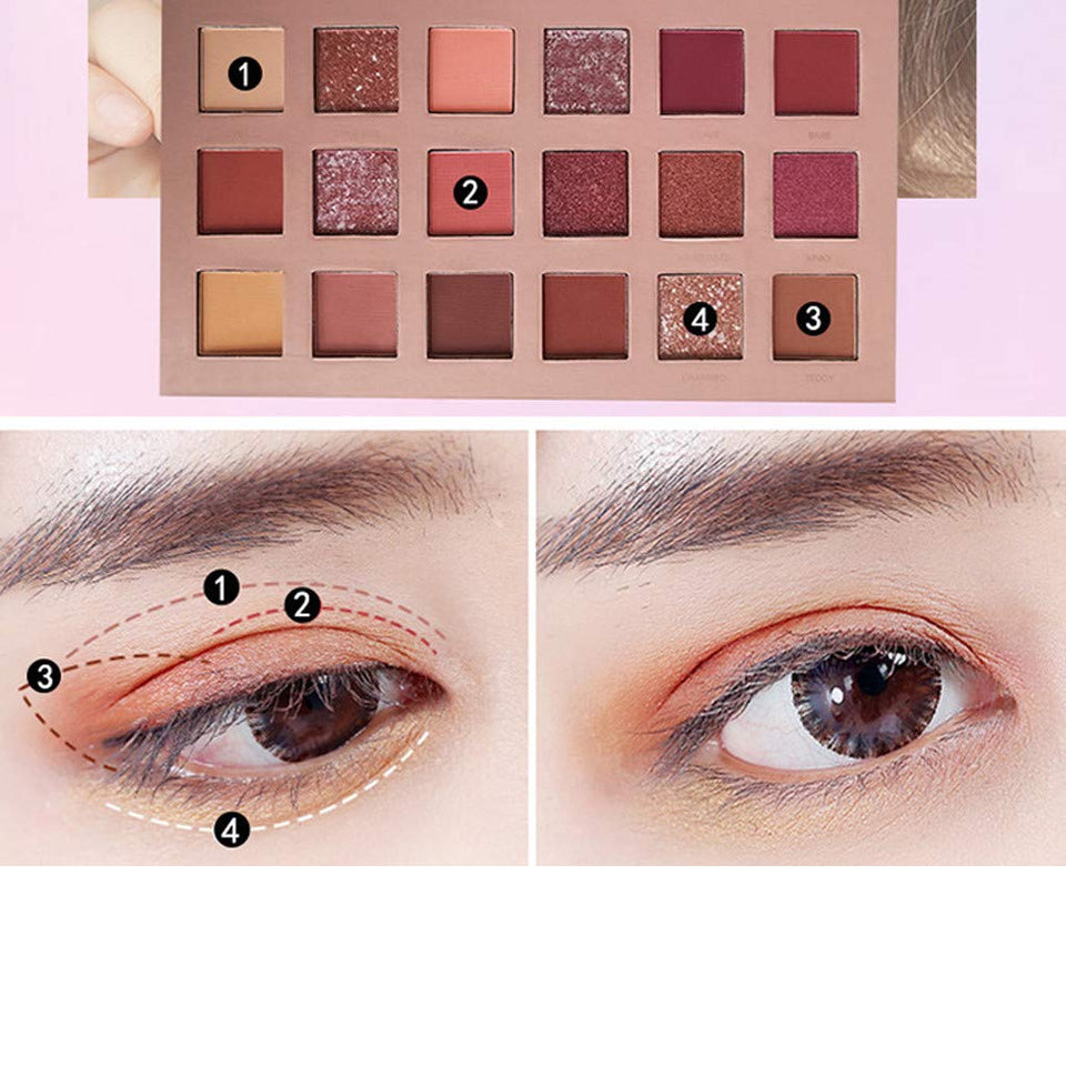 Paleta de Sombras de Ojos Cimaybo, INS Mismo Estilo 18 Colores Sombra de Ojos Maquillaje Perla Metallic Paleta de Sombras de Ojos Hacer