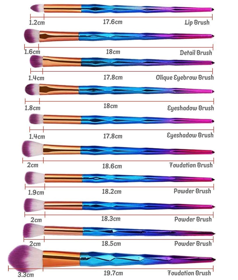 JSBelle Set de 20 Unicorn Maquillaje Pincel Cosmético Pinceles Eyeliner Sombra de ojos Blush Brushes