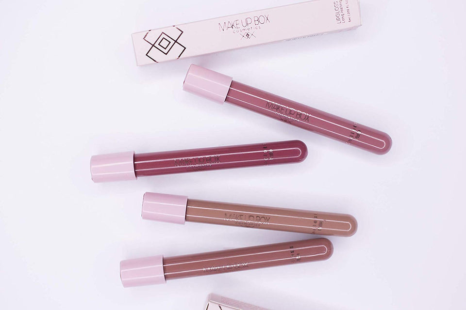 Makeupbox 4 Labiales Matte Larga Duración tonos Nude Collection lip gloss endless Matte 12-horas Touch-proof libres de plomo, conservadores y parabenos,cruelty free